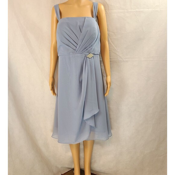 New Mother of the Bride  (16W ) Dusty Blue Chiffon Sleeveless Ruched  Dress - Picture 2 of 10